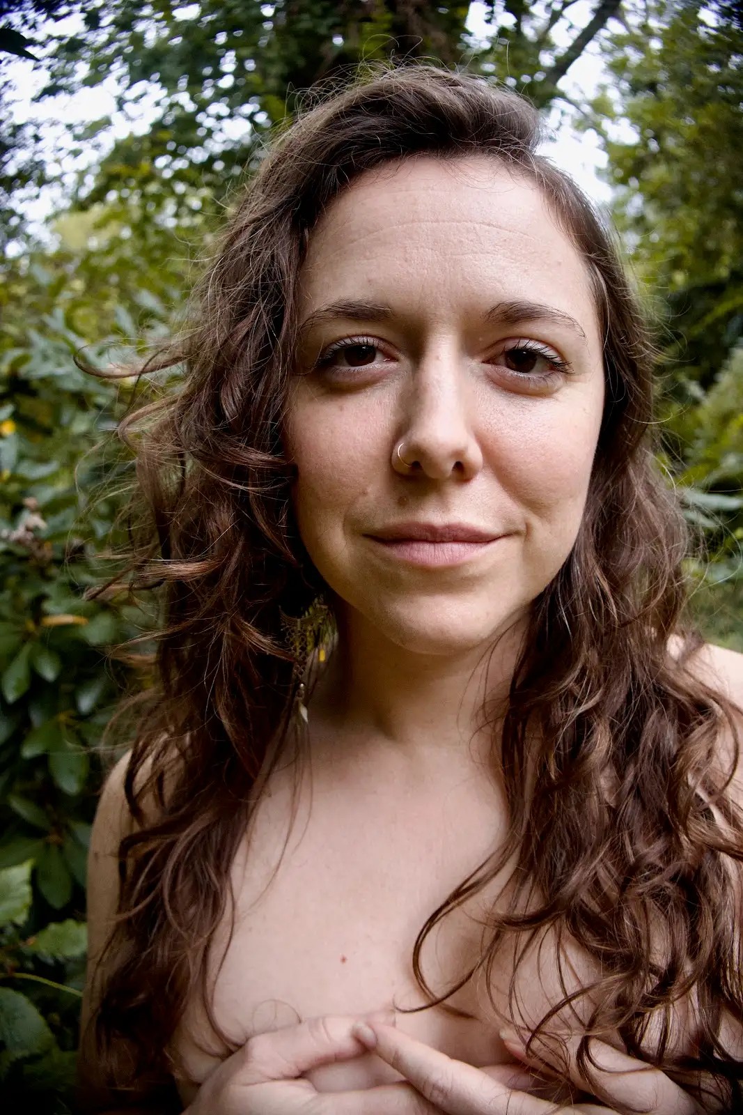 Honey outdoors among the trees